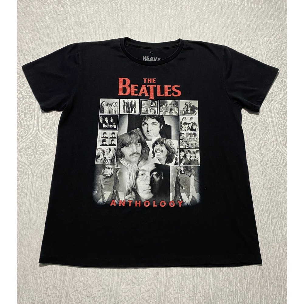 The Beatles Anthology Graphic‎ T-Shirt Mens XL Black Heavy Metal Band Tee Retro